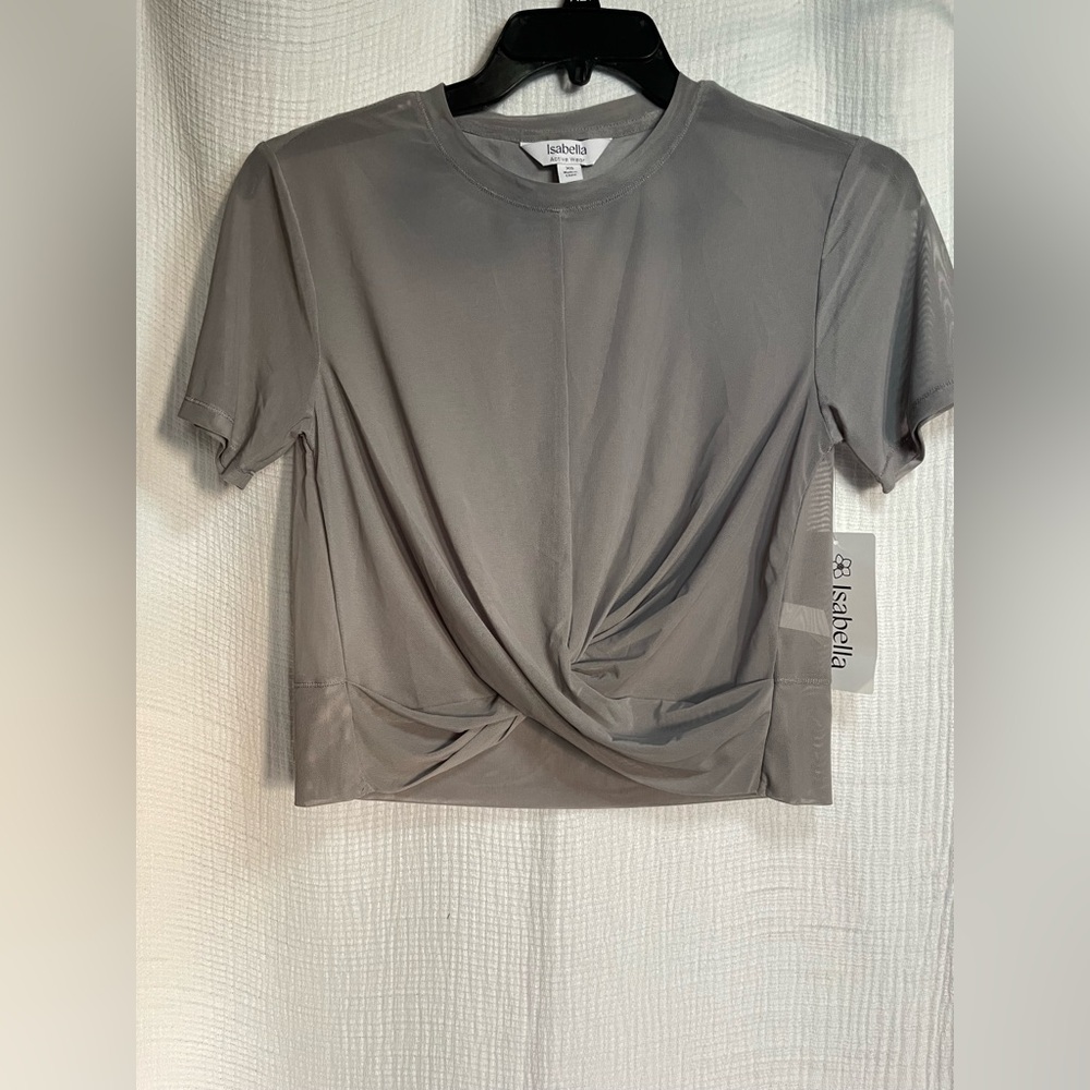 BUNDLE 3/$10!! Isabella Gray Twist Front Short Sleeve Tee